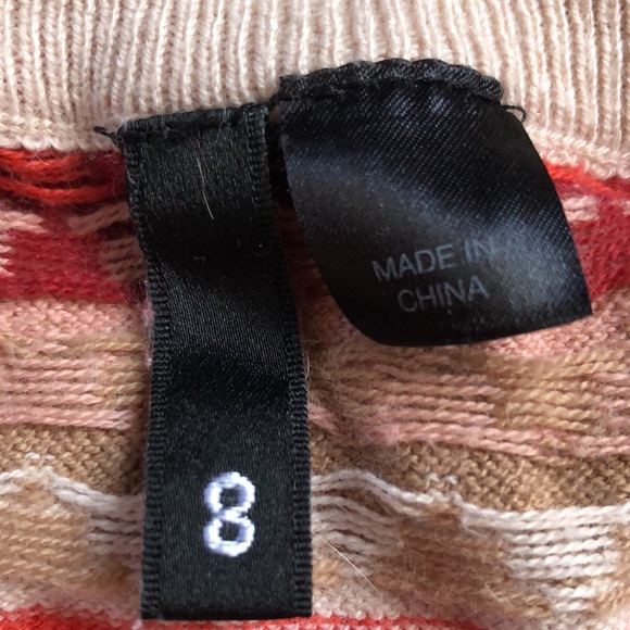 H&M Cropped Orange Tan Jade Pink Patterned Sweater - Picture 5 of 8